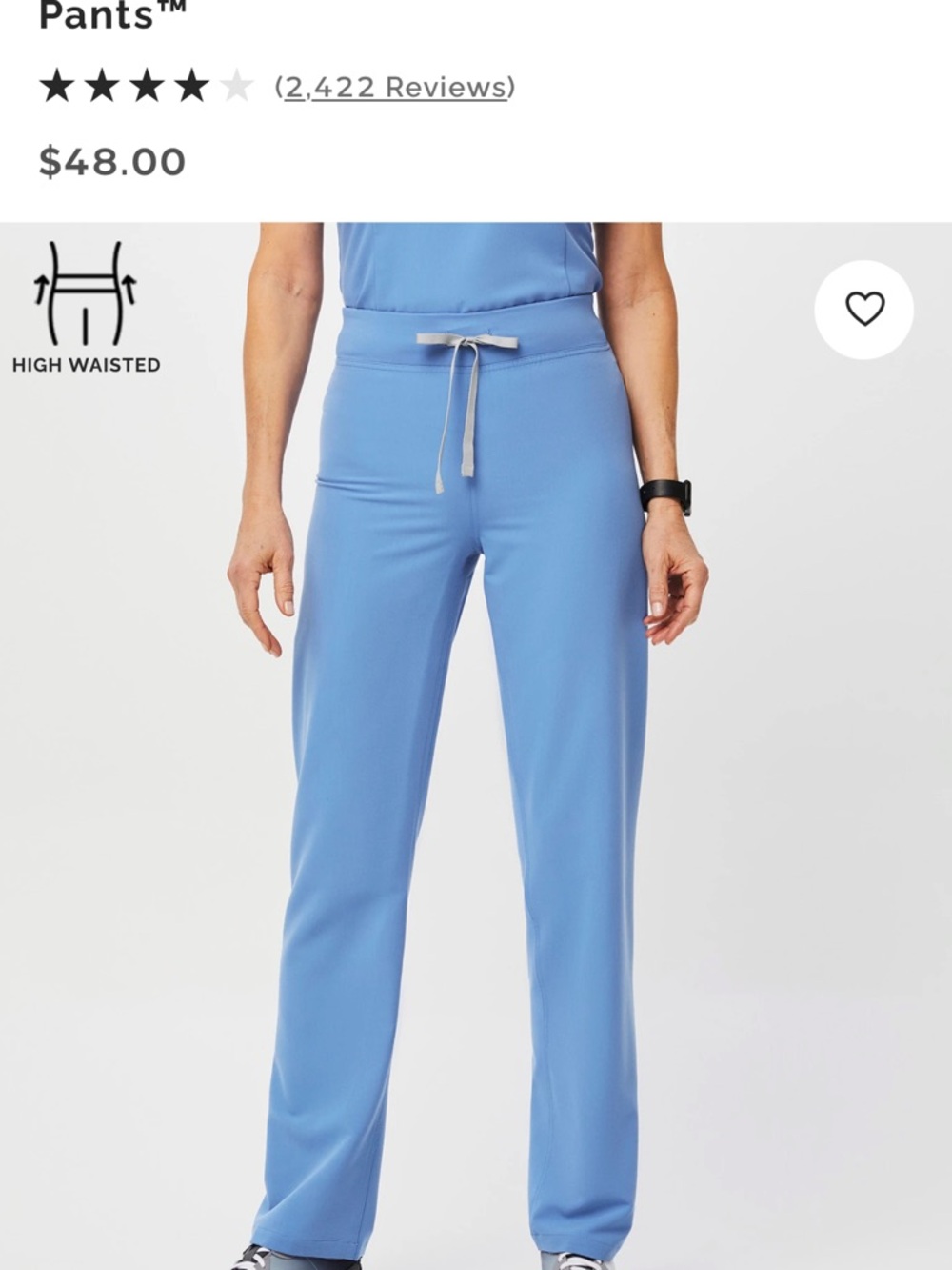 Figs Sky Blue High-Waisted Track Pants with Drawstring